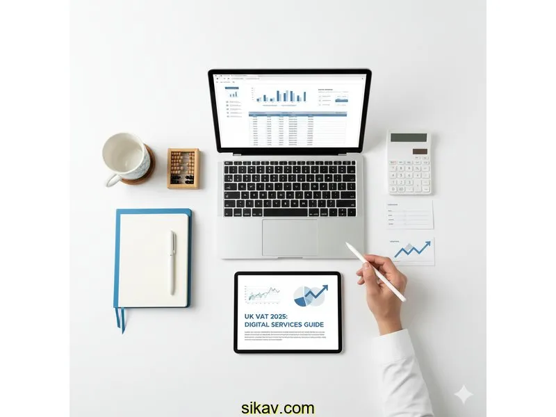 Ilustración para la guía de Navigating the UK's VAT on Live Digital Services: A 2025 Guide for Online Course Creators and Coaches