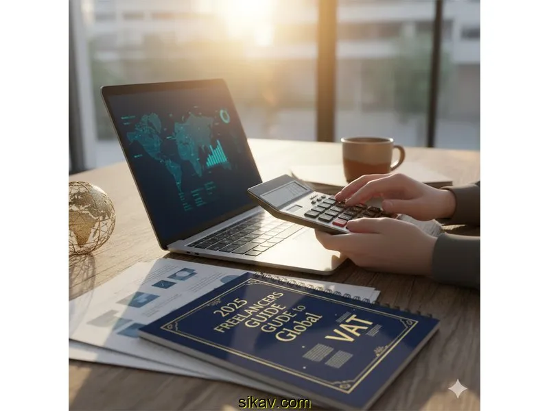 Ilustración para la guía de Navigating UK VAT on Digital Services: A 2025 Freelancer's Guide to EU, US, and Reverse Charge Rules