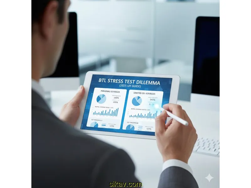 Ilustración para la guía de The BTL Stress Test Dilemma: Personal vs. Limited Company ICR Rules (2025 UK Guide)