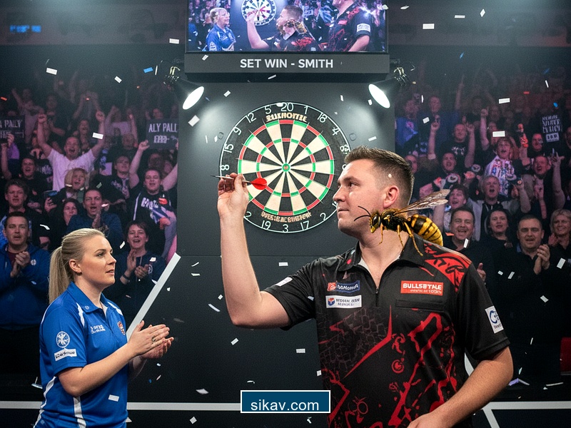 It's BACK! Smith throws 180 to win set with Ally Pally wasp on his neck!